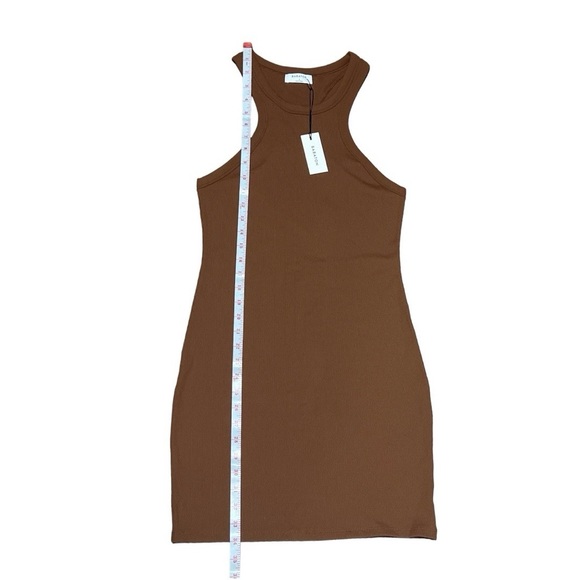Aritzia Babaton Sculpt Ribbed Racerback Mini Dress in Brown, Size L - Picture 14 of 17